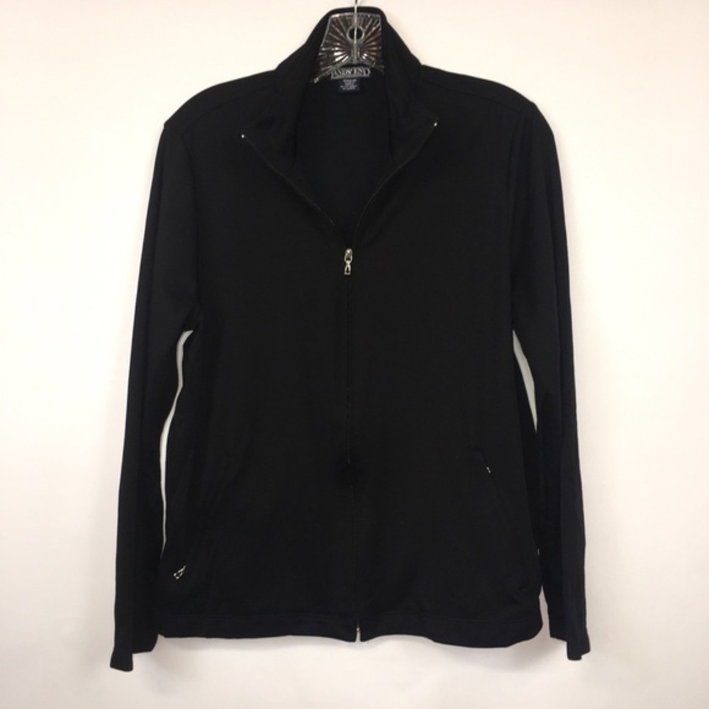 Lands' End Track Jacket Black White M